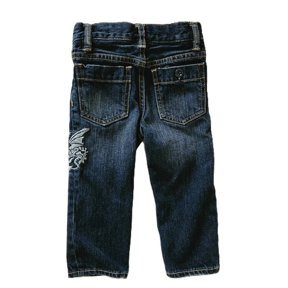 Gap Baby Boy Straight Jeans Dragon Embroidery Sz. 12-18mos.